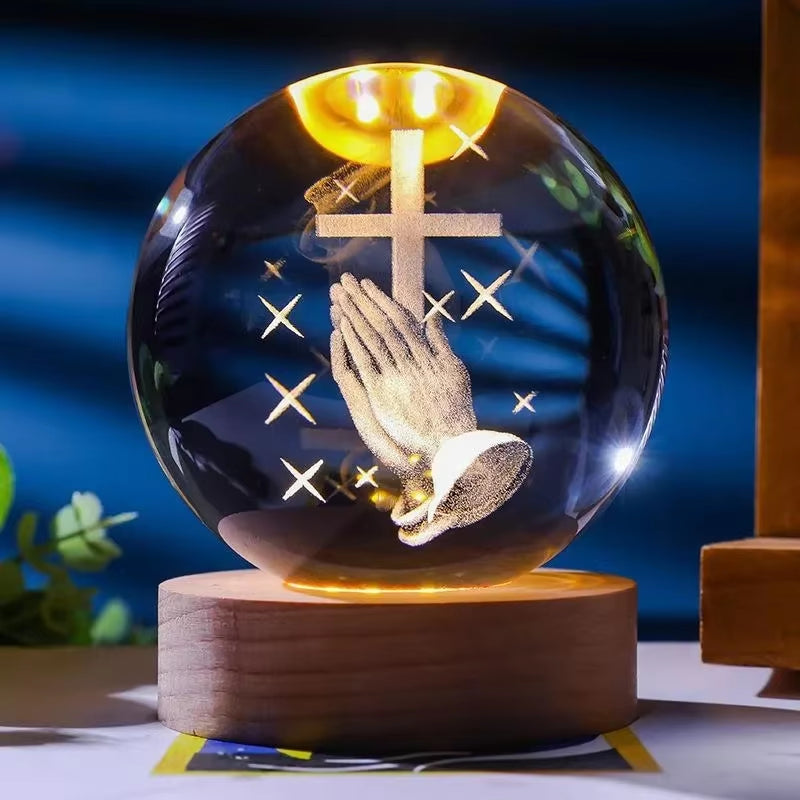 Unique Jesus 3D Crystal Ball Night Light - Perfect for Christmas Decoration and Nativity Scene Displays Religious Beliefs