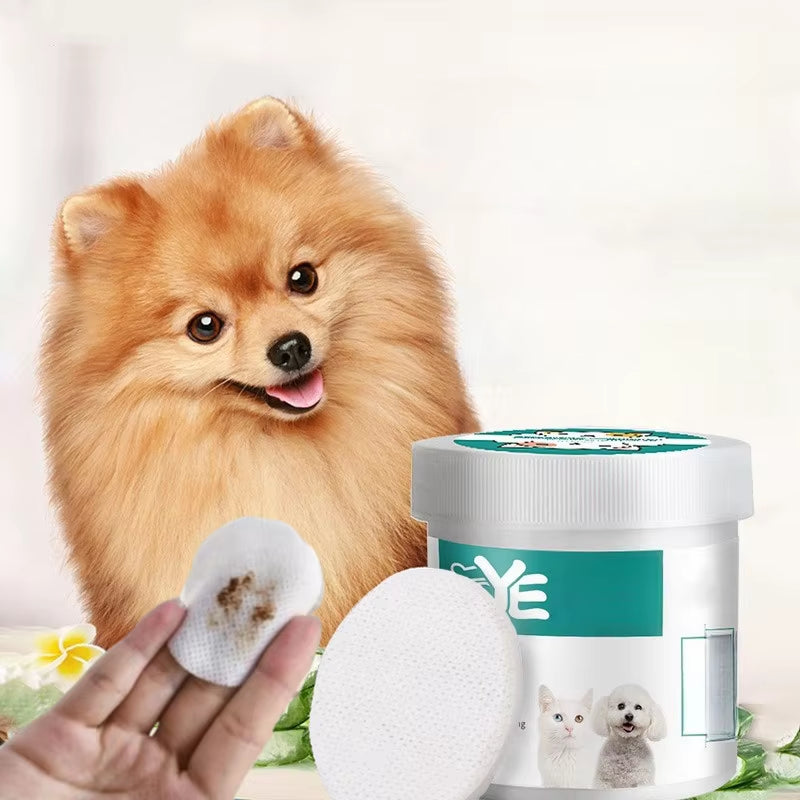 Pet Eye Wipes Cats and Dogs Tearmark Wet Wipes Cats and Dogs Universal No Irritation Cleaning Products 130 Canned Wipes