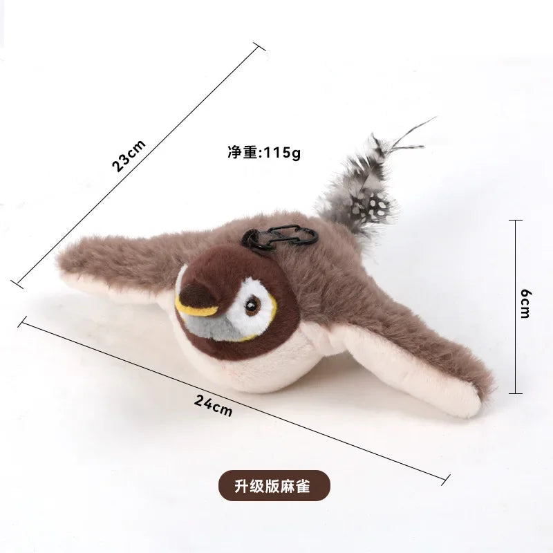 Interactive Cat Toys Rechargeable Chirping Flapping Bird(No Flying) with Catnip for Indoor Cats, Touch Activated Plush Toys