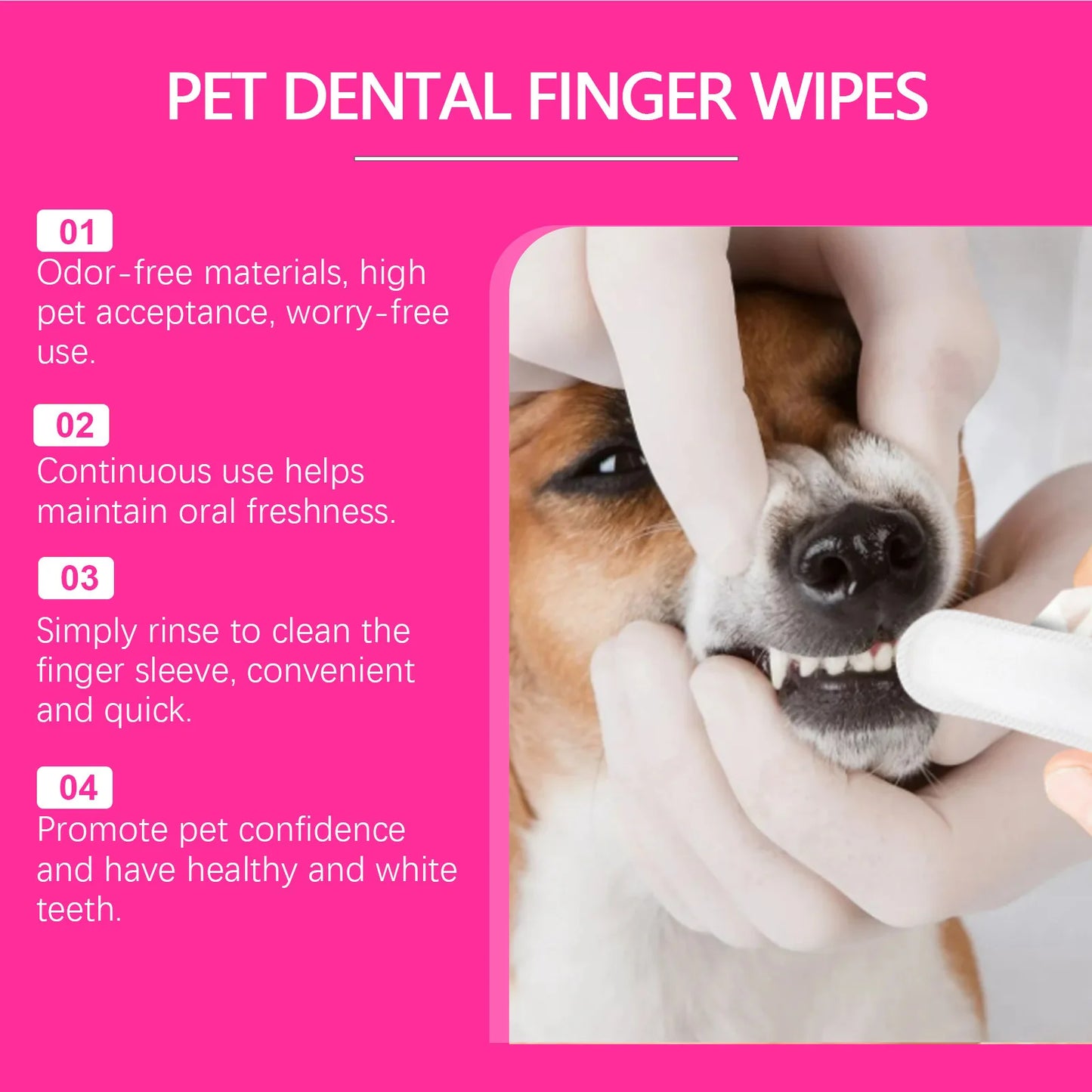 ​50Pcs Teeth Wipes for Dogs Tooth Stain Remover Fresh Breath Dental Plaque Cleaning Wipes Tooth Stone Pet Oral Cleaning Towels