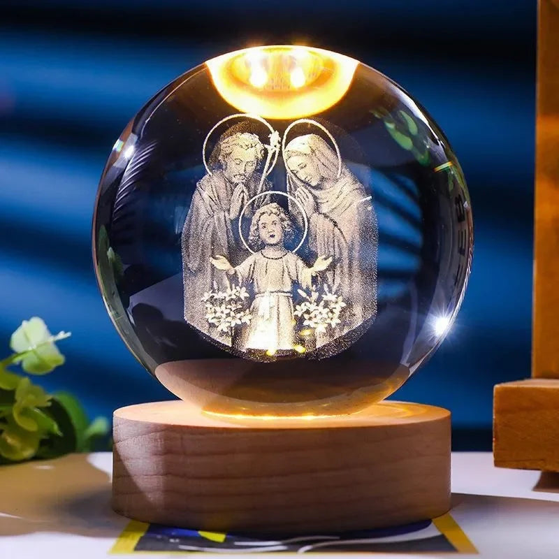 Unique Jesus 3D Crystal Ball Night Light - Perfect for Christmas Decoration and Nativity Scene Displays Religious Beliefs