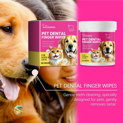 ​50Pcs Teeth Wipes for Dogs Tooth Stain Remover Fresh Breath Dental Plaque Cleaning Wipes Tooth Stone Pet Oral Cleaning Towels