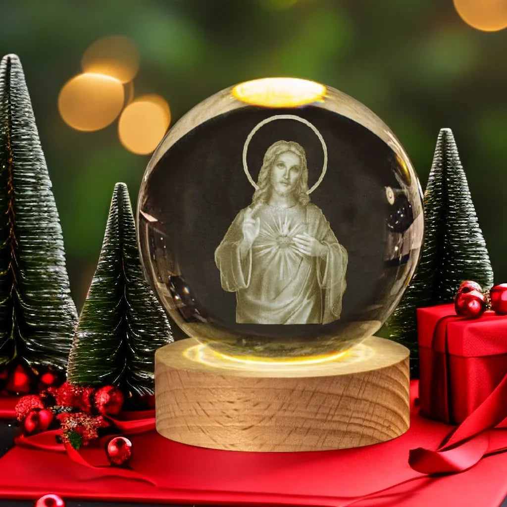 Unique Jesus 3D Crystal Ball Night Light - Perfect for Christmas Decoration and Nativity Scene Displays Religious Beliefs